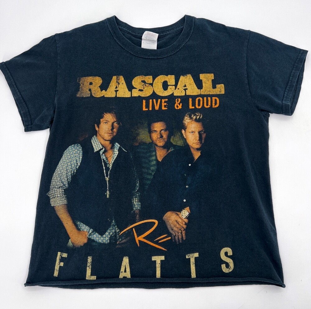 Rascal Flatts T Shirt Womens Small Black Raw Hem Live & Loud Western
